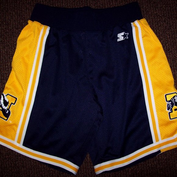 MICHIGAN WOLVERINES STARTER SHORTS BLUE & YELLOW - Picture 3 of 12